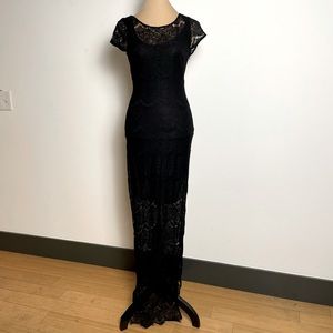 Black lace floor length dress